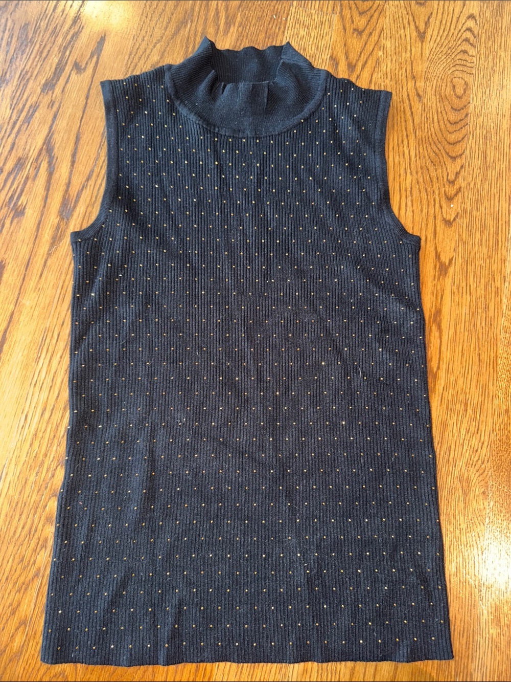 Tahari Black Crewneck Sweater with Subtle Stud Detail